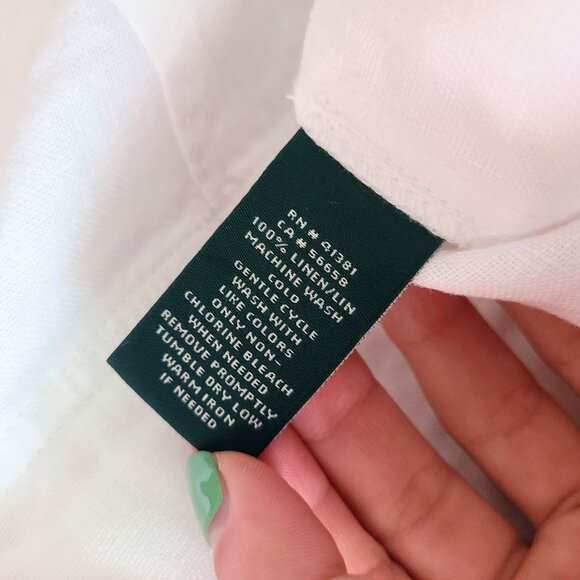 Lauren Ralph Lauren White 100% Linen Drawstring Straight Leg Pants Size 8 - Picture 13 of 16